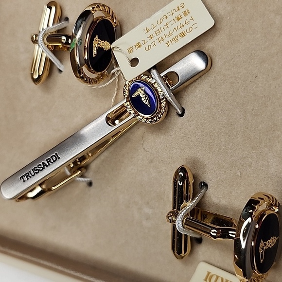 Trussadi Set Vintage tie clip-on and cufflinks Made in Italy - Picture 8 of 8